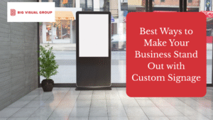 A blank custom sign board with blog title on the left.